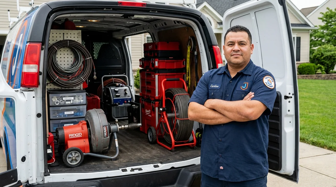 Professional drain cleaning equipment and Johns Plumbing LLC plumber in Holmen