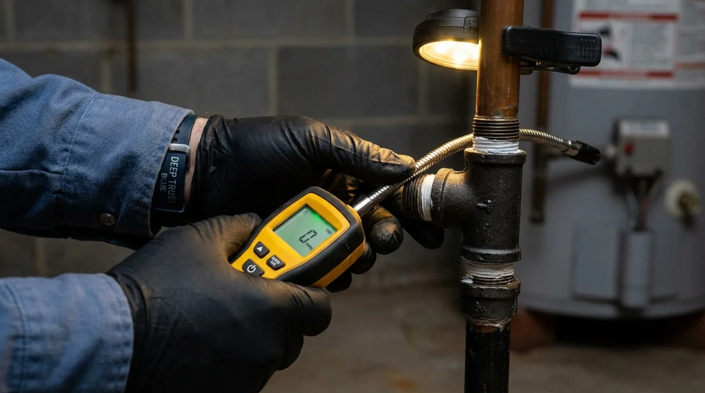 Gas leak detection with electronic sniffer by Johns Plumbing LLC in Holmen