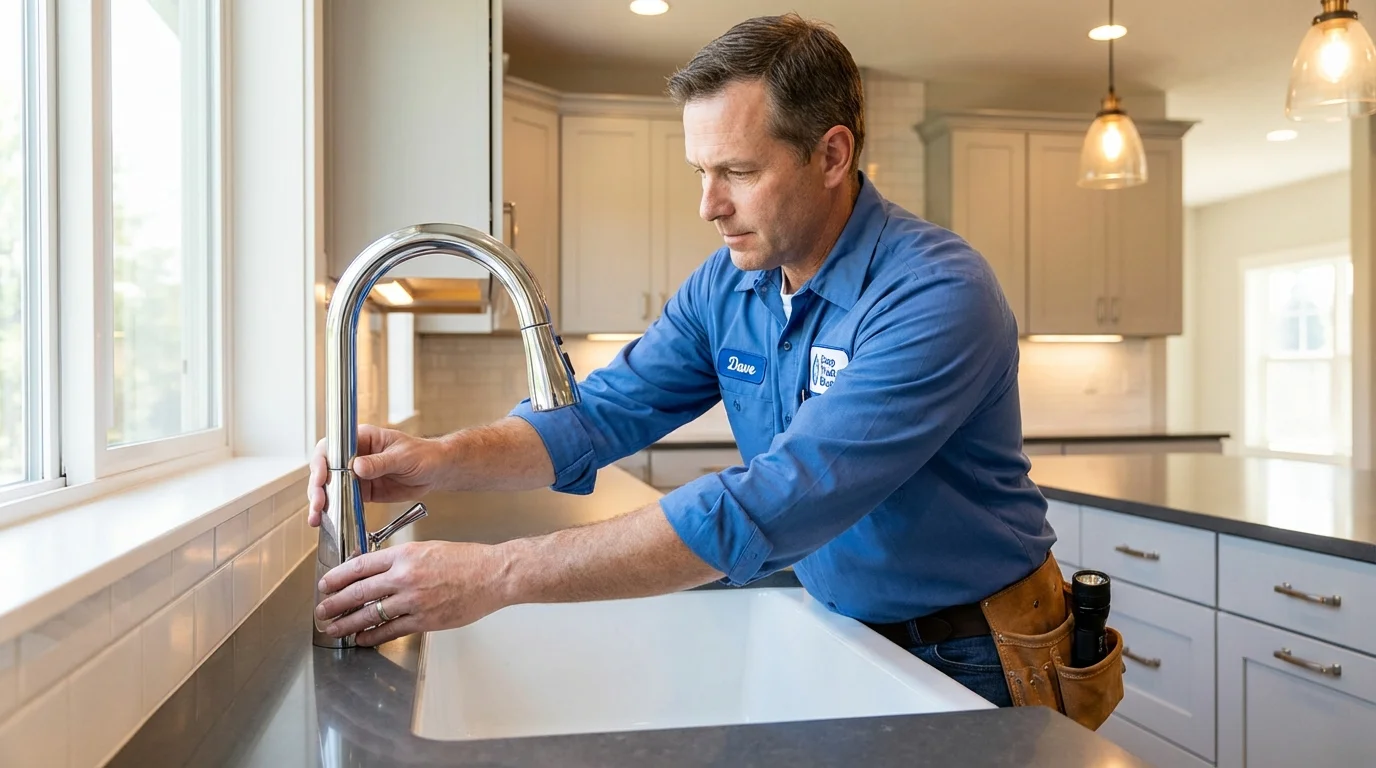 Kitchen faucet installation by Johns Plumbing LLC in Holmen