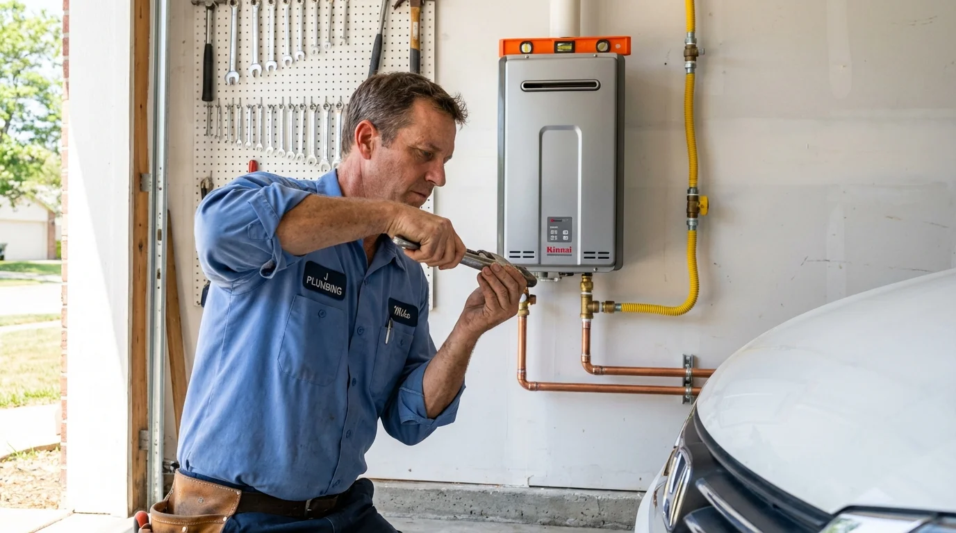 Tankless water heater installation by a Johns Plumbing LLC plumber in Holmen